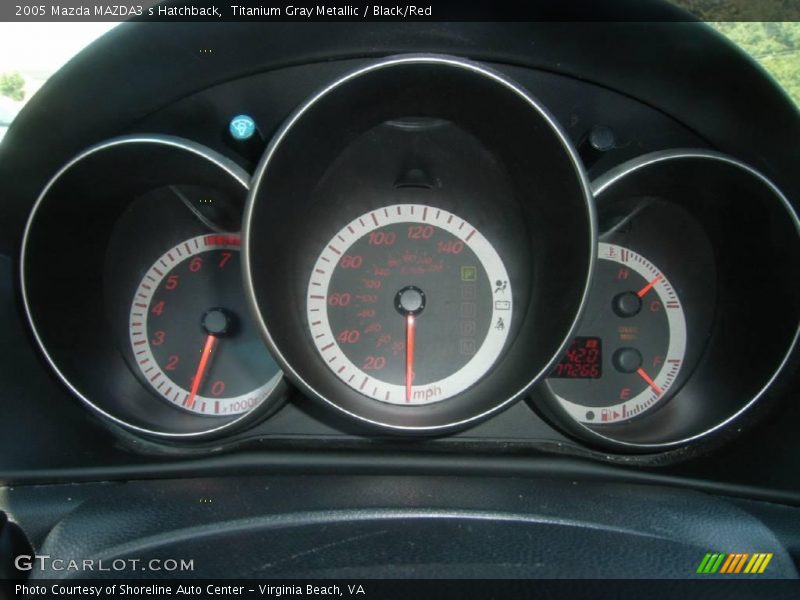Titanium Gray Metallic / Black/Red 2005 Mazda MAZDA3 s Hatchback