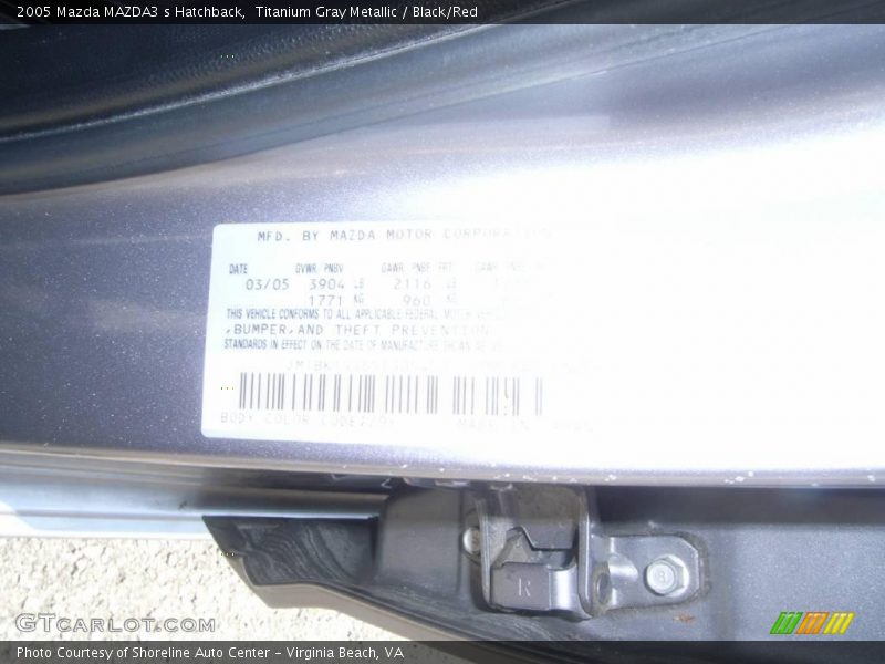 Titanium Gray Metallic / Black/Red 2005 Mazda MAZDA3 s Hatchback