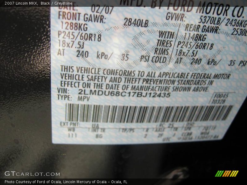 Black / Greystone 2007 Lincoln MKX