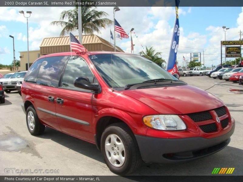 Inferno Red Tinted Pearl / Sandstone 2003 Dodge Caravan SE