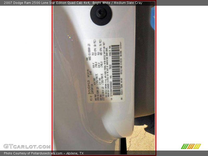 Bright White / Medium Slate Gray 2007 Dodge Ram 2500 Lone Star Edition Quad Cab 4x4