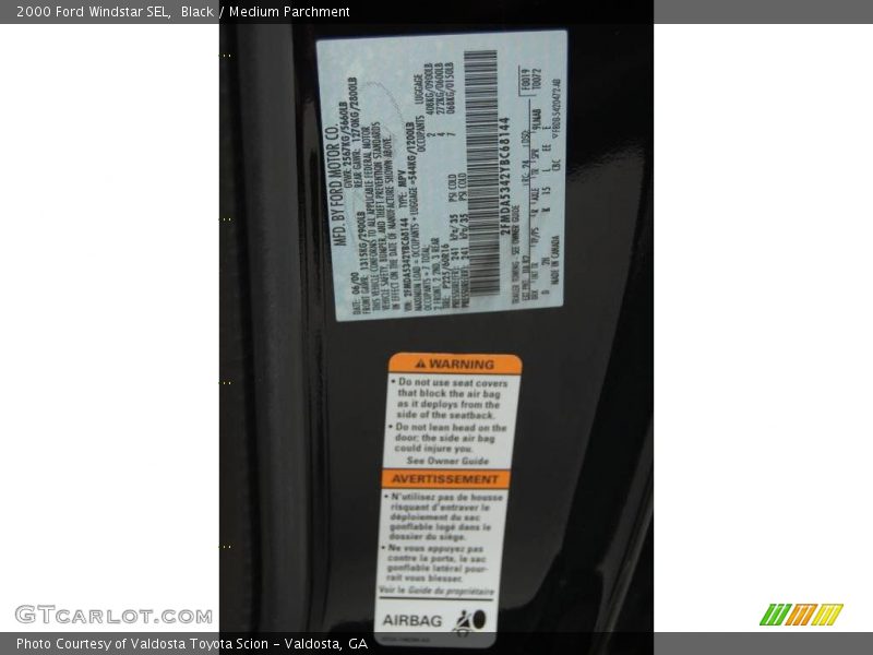 Black / Medium Parchment 2000 Ford Windstar SEL