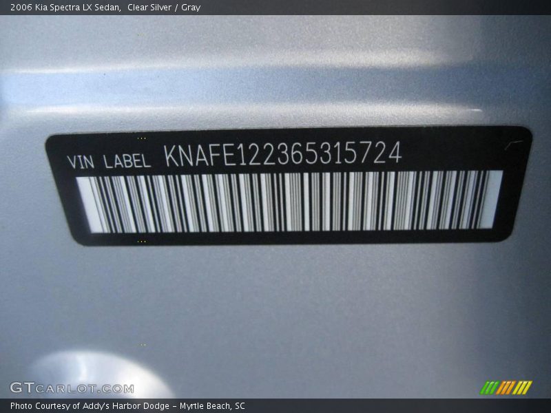 Clear Silver / Gray 2006 Kia Spectra LX Sedan