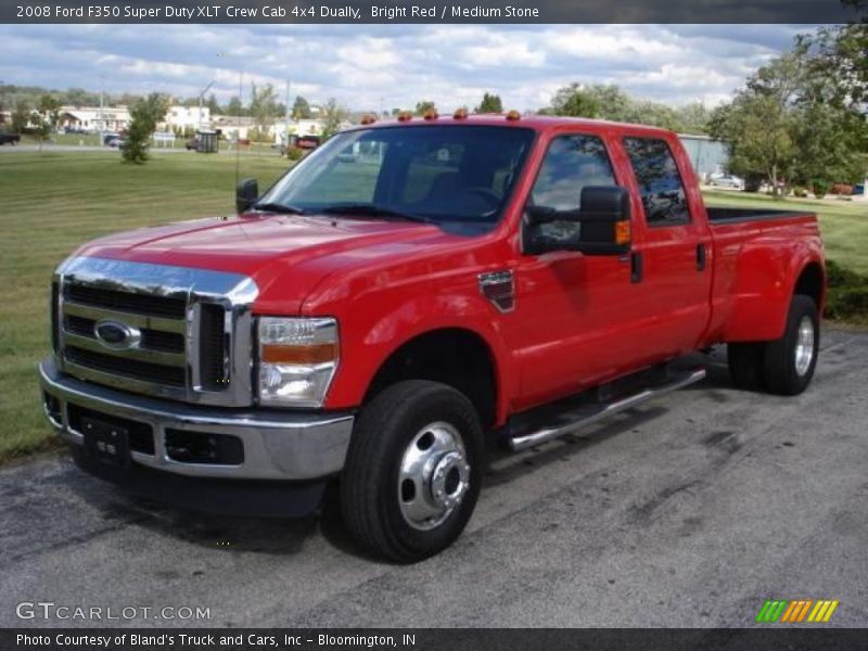 Bright Red / Medium Stone 2008 Ford F350 Super Duty XLT Crew Cab 4x4 Dually