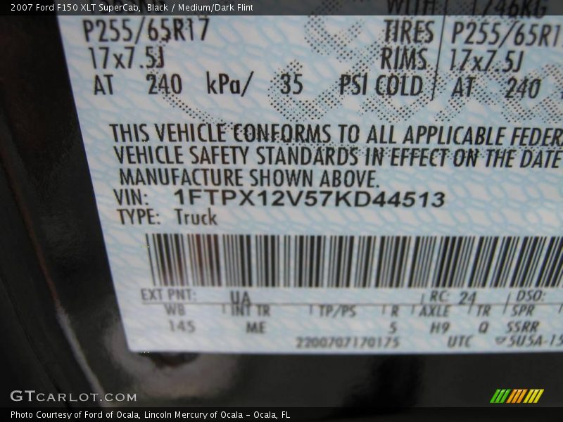 Black / Medium/Dark Flint 2007 Ford F150 XLT SuperCab