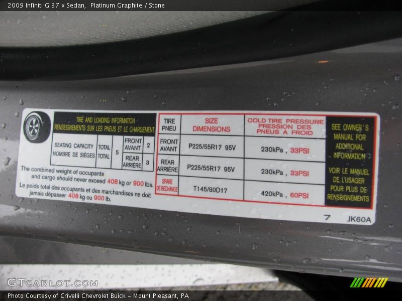 Platinum Graphite / Stone 2009 Infiniti G 37 x Sedan