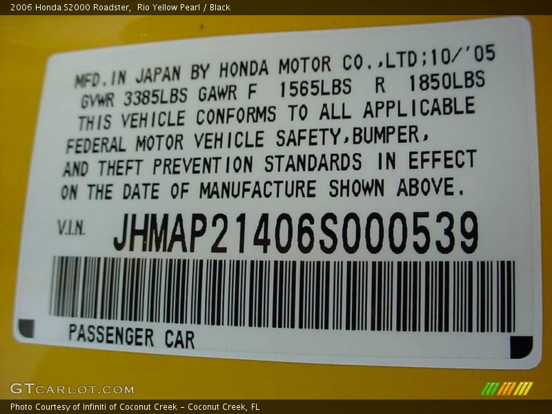 Rio Yellow Pearl / Black 2006 Honda S2000 Roadster