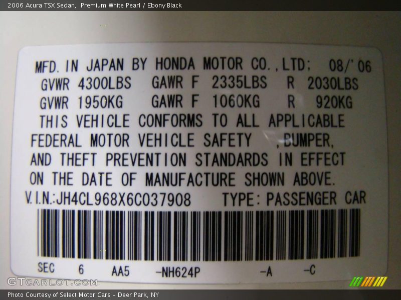 Premium White Pearl / Ebony Black 2006 Acura TSX Sedan