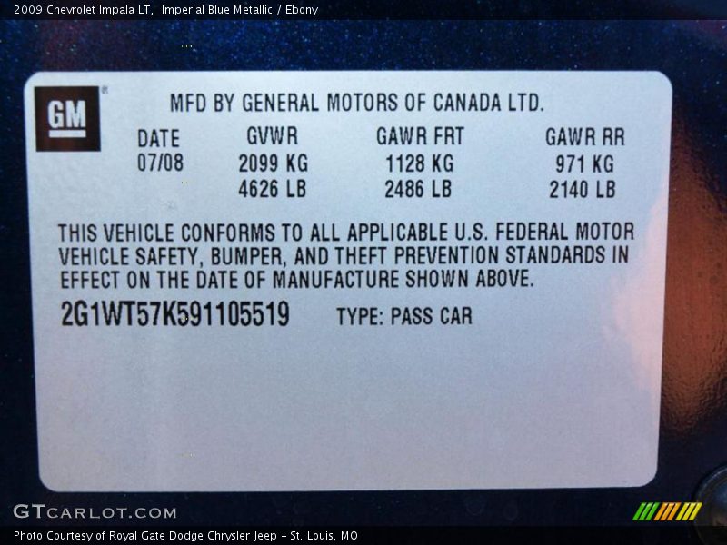 Imperial Blue Metallic / Ebony 2009 Chevrolet Impala LT