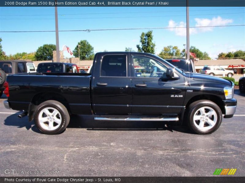 Brilliant Black Crystal Pearl / Khaki 2008 Dodge Ram 1500 Big Horn Edition Quad Cab 4x4