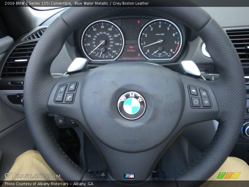 Blue Water Metallic / Grey Boston Leather 2009 BMW 1 Series 135i Convertible