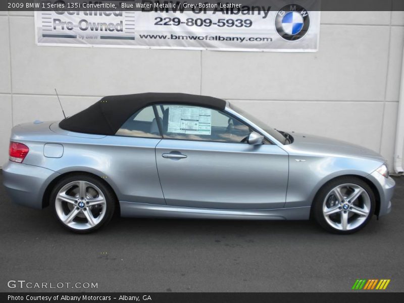 Blue Water Metallic / Grey Boston Leather 2009 BMW 1 Series 135i Convertible