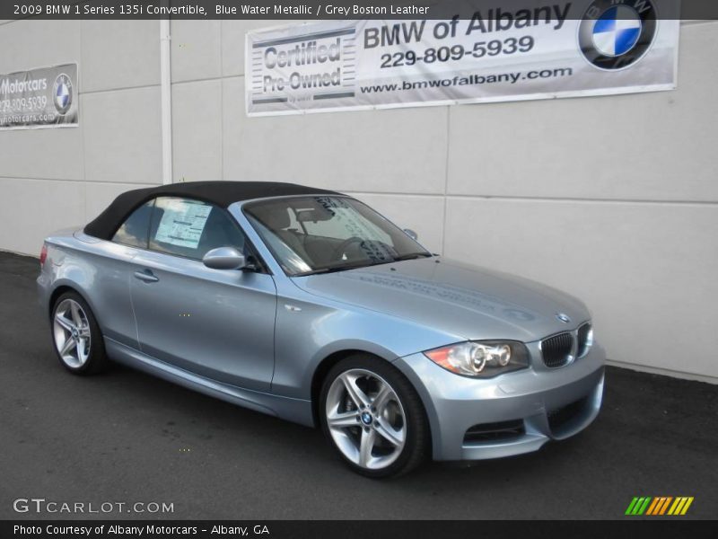 Blue Water Metallic / Grey Boston Leather 2009 BMW 1 Series 135i Convertible