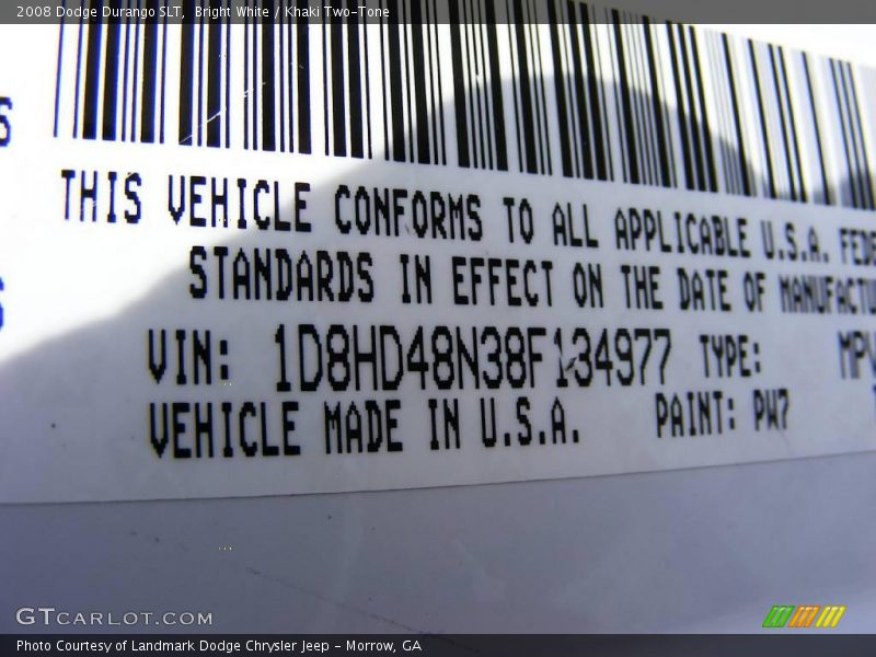 Bright White / Khaki Two-Tone 2008 Dodge Durango SLT