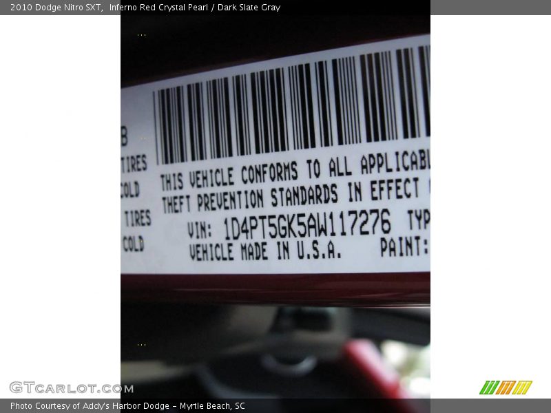 Inferno Red Crystal Pearl / Dark Slate Gray 2010 Dodge Nitro SXT
