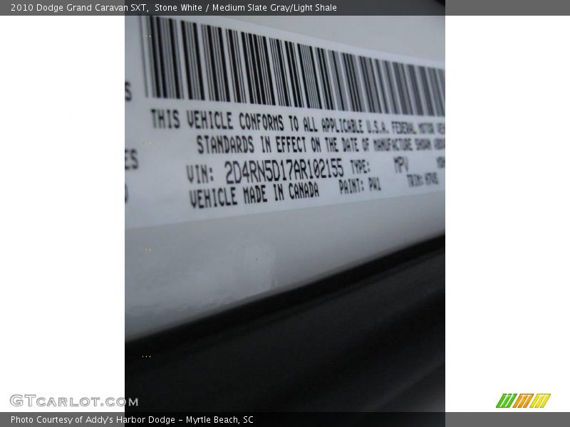 Stone White / Medium Slate Gray/Light Shale 2010 Dodge Grand Caravan SXT