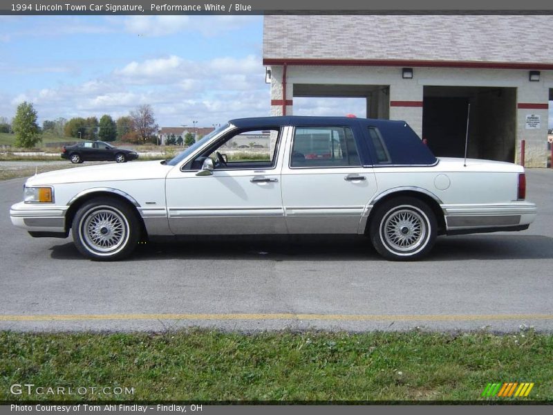 Performance White / Blue 1994 Lincoln Town Car Signature