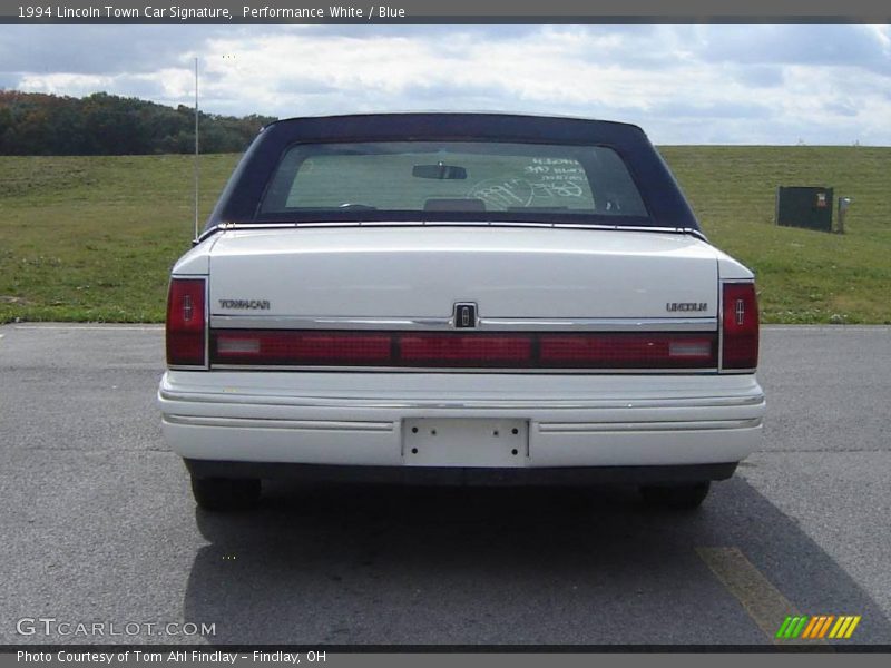 Performance White / Blue 1994 Lincoln Town Car Signature