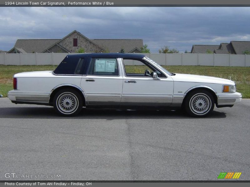Performance White / Blue 1994 Lincoln Town Car Signature
