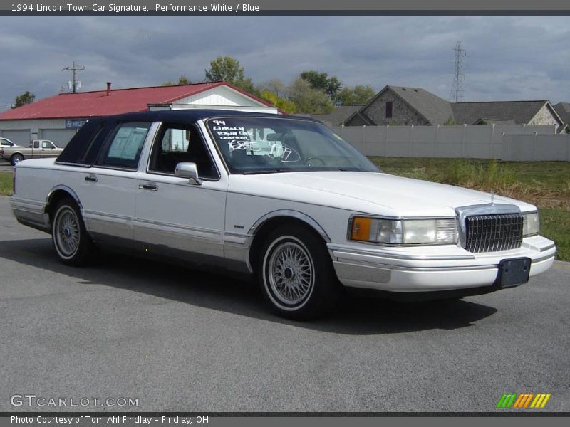 Performance White / Blue 1994 Lincoln Town Car Signature