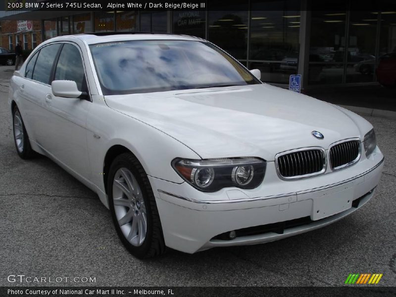 Alpine White / Dark Beige/Beige III 2003 BMW 7 Series 745Li Sedan