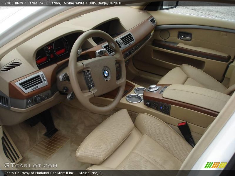 Alpine White / Dark Beige/Beige III 2003 BMW 7 Series 745Li Sedan