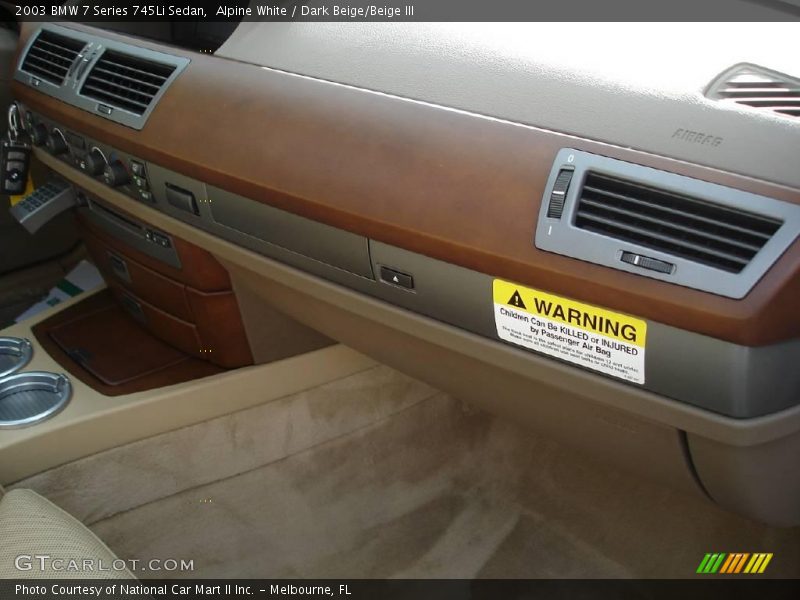Alpine White / Dark Beige/Beige III 2003 BMW 7 Series 745Li Sedan
