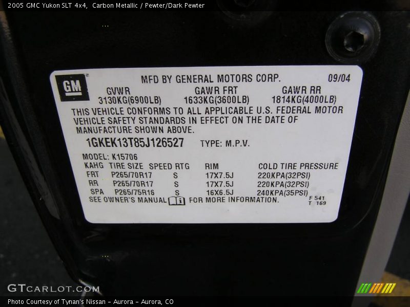 Carbon Metallic / Pewter/Dark Pewter 2005 GMC Yukon SLT 4x4