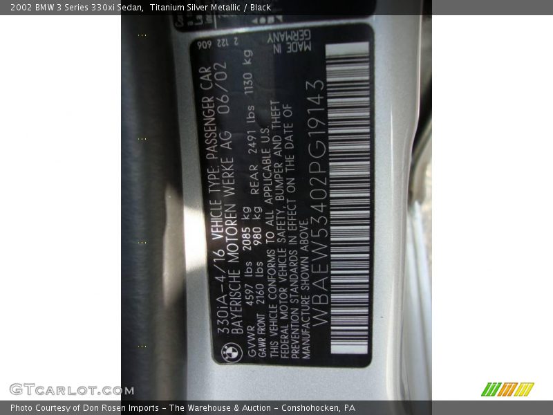 Titanium Silver Metallic / Black 2002 BMW 3 Series 330xi Sedan