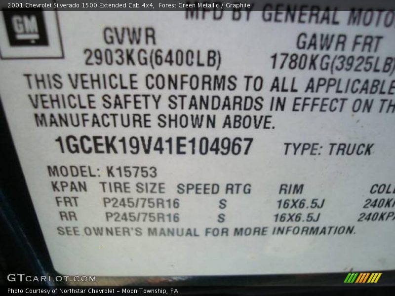 Forest Green Metallic / Graphite 2001 Chevrolet Silverado 1500 Extended Cab 4x4