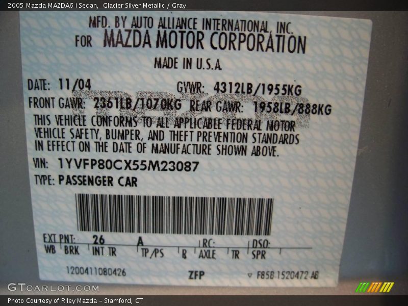 Glacier Silver Metallic / Gray 2005 Mazda MAZDA6 i Sedan