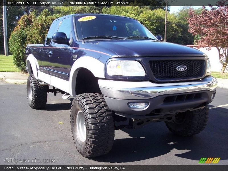 True Blue Metallic / Medium Graphite 2002 Ford F150 XLT SuperCab 4x4