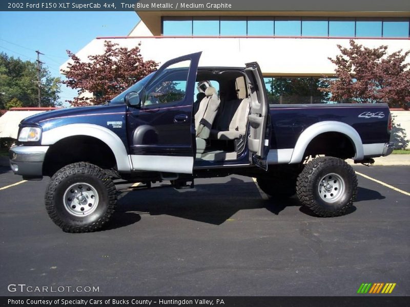 True Blue Metallic / Medium Graphite 2002 Ford F150 XLT SuperCab 4x4