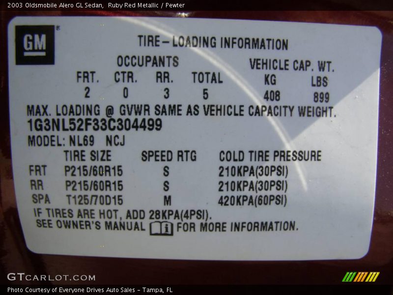 Ruby Red Metallic / Pewter 2003 Oldsmobile Alero GL Sedan