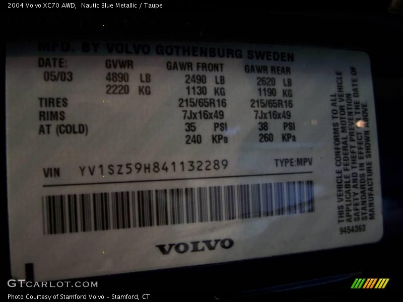 Nautic Blue Metallic / Taupe 2004 Volvo XC70 AWD