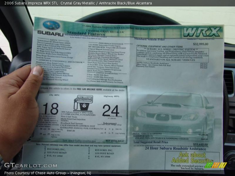 Crystal Gray Metallic / Anthracite Black/Blue Alcantara 2006 Subaru Impreza WRX STi