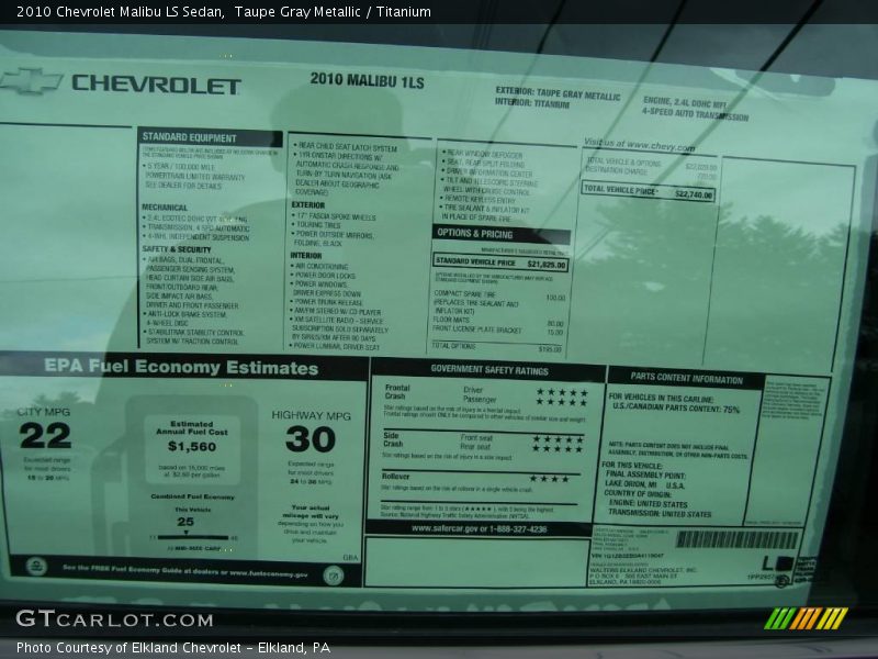 Taupe Gray Metallic / Titanium 2010 Chevrolet Malibu LS Sedan