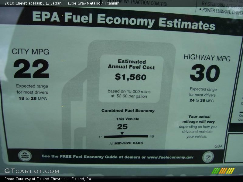 Taupe Gray Metallic / Titanium 2010 Chevrolet Malibu LS Sedan