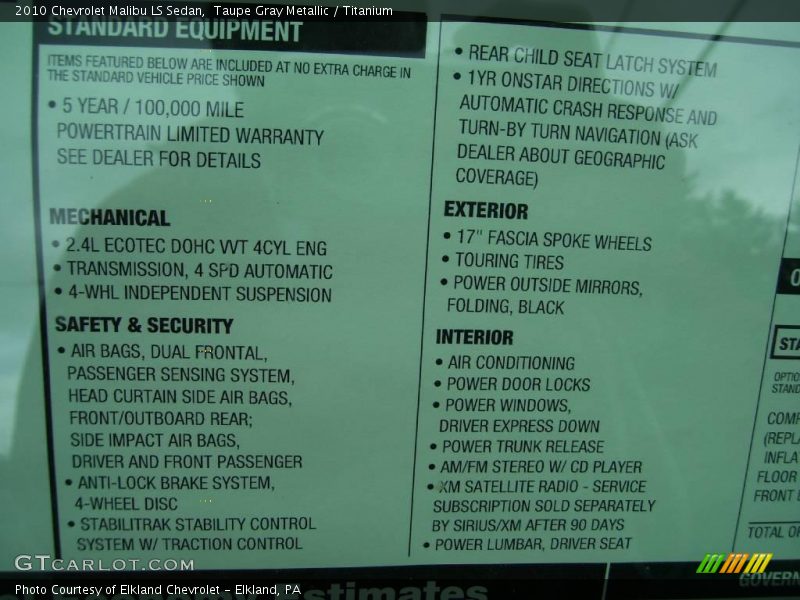 Taupe Gray Metallic / Titanium 2010 Chevrolet Malibu LS Sedan