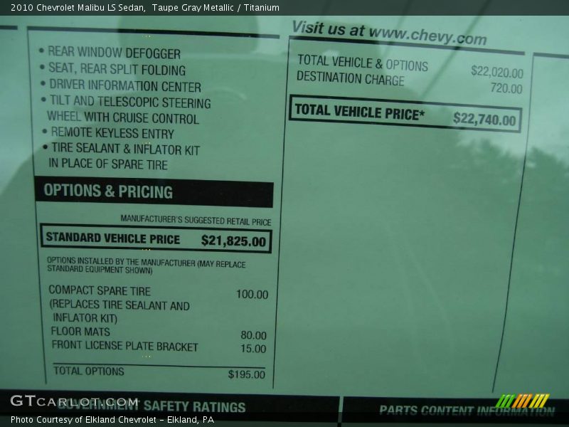 Taupe Gray Metallic / Titanium 2010 Chevrolet Malibu LS Sedan