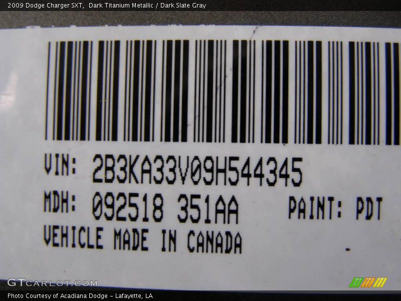 Dark Titanium Metallic / Dark Slate Gray 2009 Dodge Charger SXT