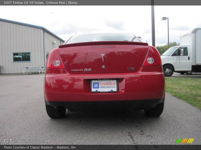 Crimson Red / Ebony 2007 Pontiac G6 V6 Sedan