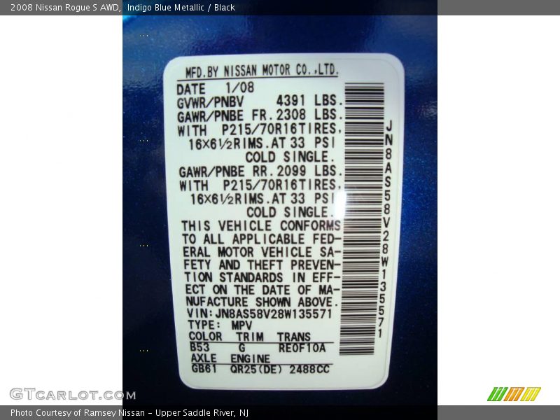 Indigo Blue Metallic / Black 2008 Nissan Rogue S AWD