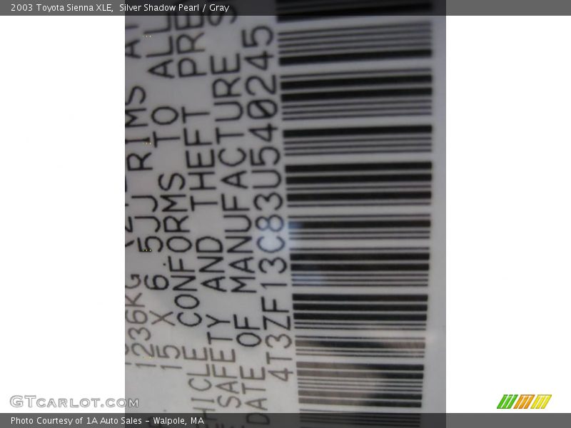 Silver Shadow Pearl / Gray 2003 Toyota Sienna XLE