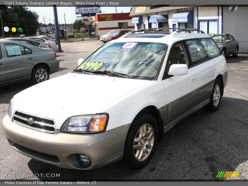 White Frost Pearl / Beige 2001 Subaru Outback Limited Wagon