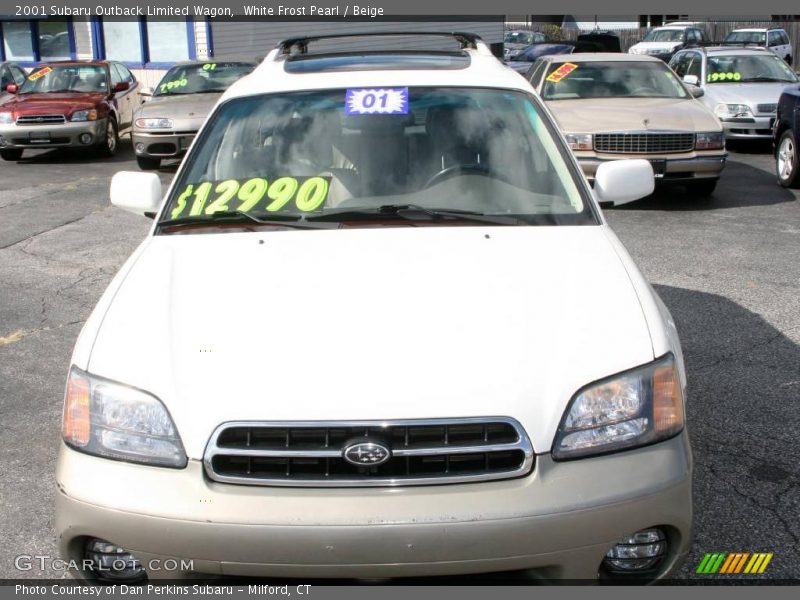 White Frost Pearl / Beige 2001 Subaru Outback Limited Wagon