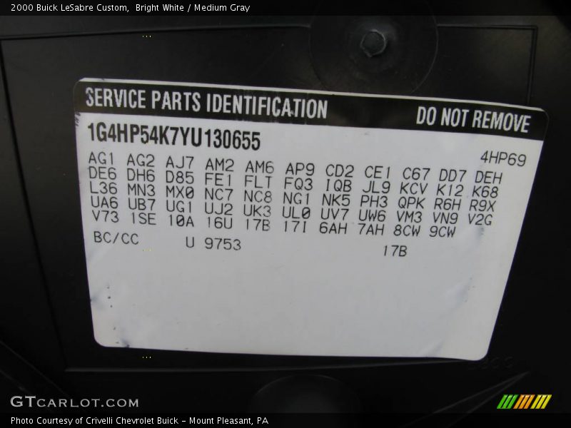 Bright White / Medium Gray 2000 Buick LeSabre Custom