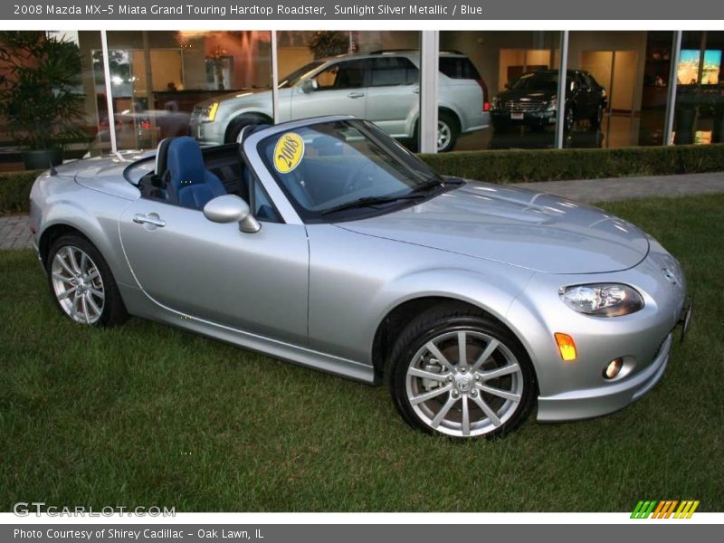 Sunlight Silver Metallic / Blue 2008 Mazda MX-5 Miata Grand Touring Hardtop Roadster