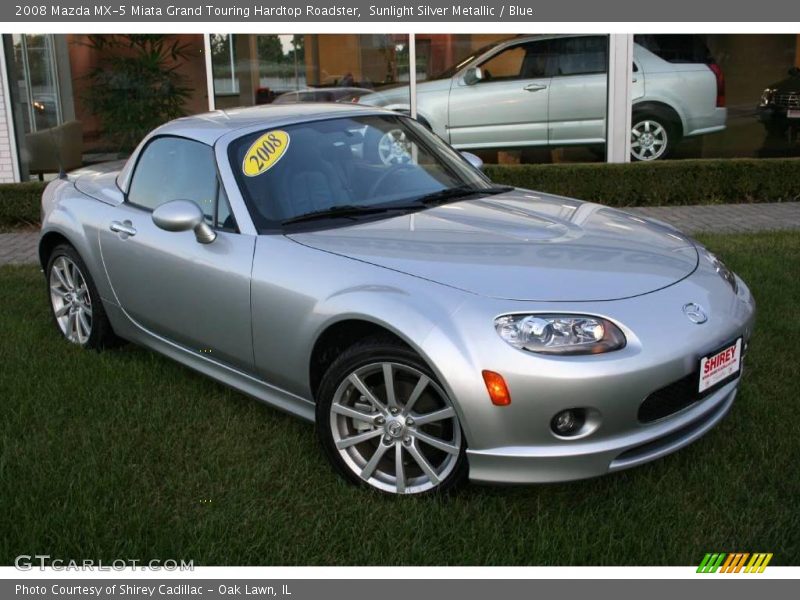 Sunlight Silver Metallic / Blue 2008 Mazda MX-5 Miata Grand Touring Hardtop Roadster