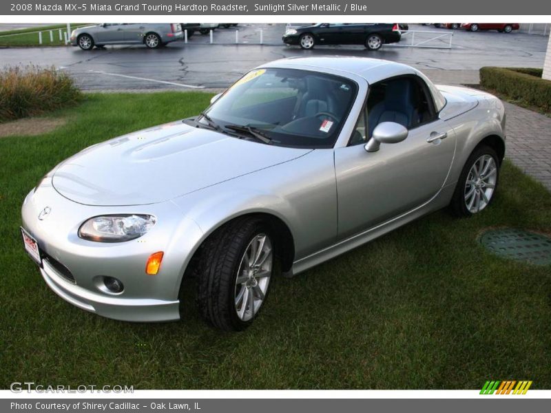 Sunlight Silver Metallic / Blue 2008 Mazda MX-5 Miata Grand Touring Hardtop Roadster